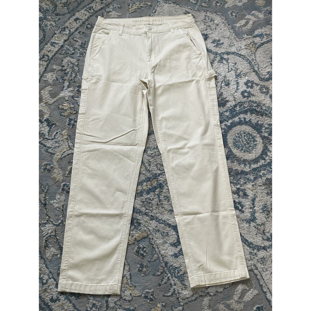 American Eagle High Rise Straight Stretch 8 Beige Classic Cargo